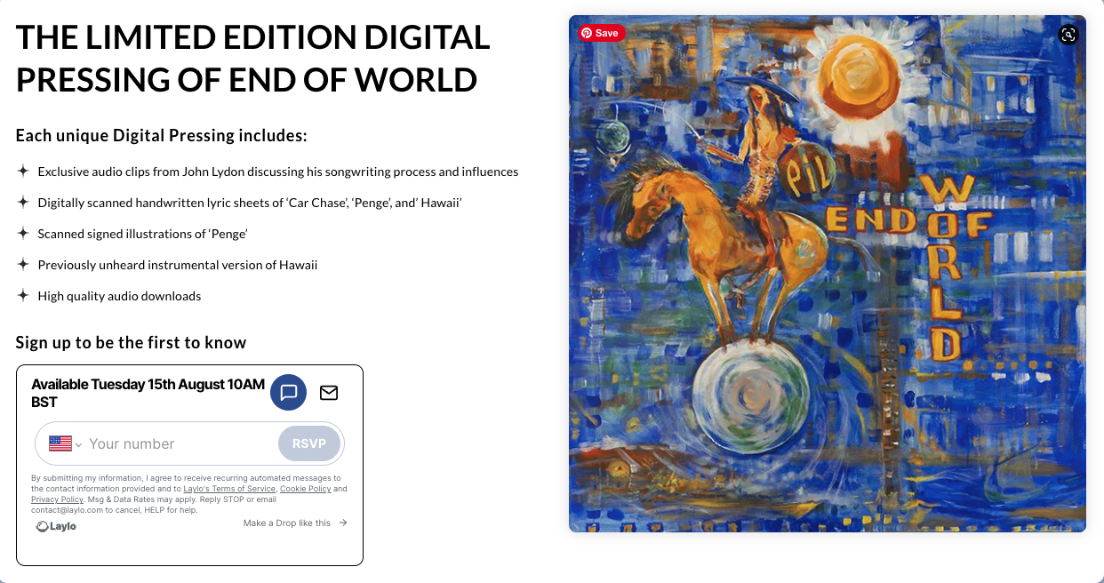 Register your interest for End of World Limited Edition Digital Pressing