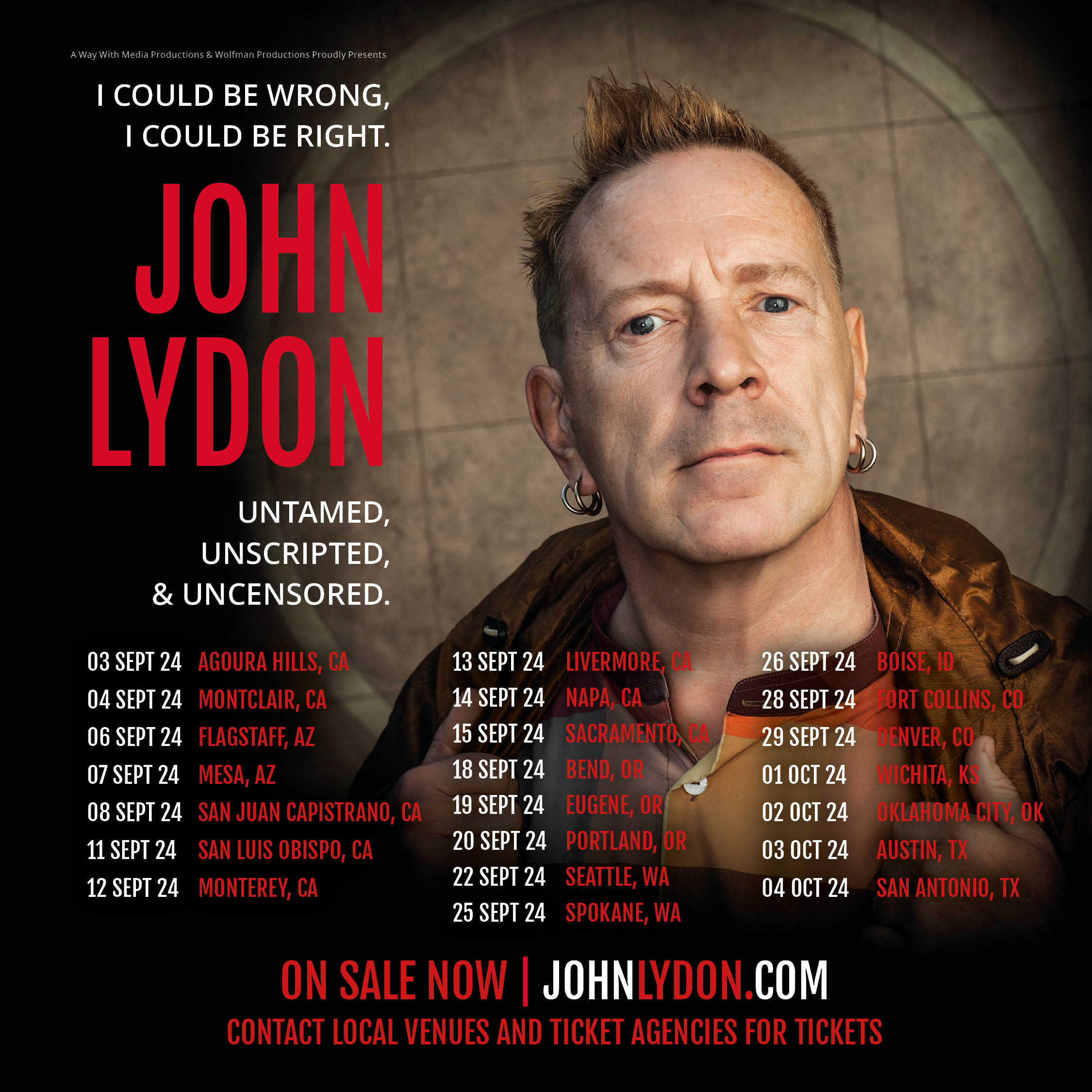 John Lydon - West Coast USA Q&A Tour 2024 - I Could Be Wrong, I Could Be Right