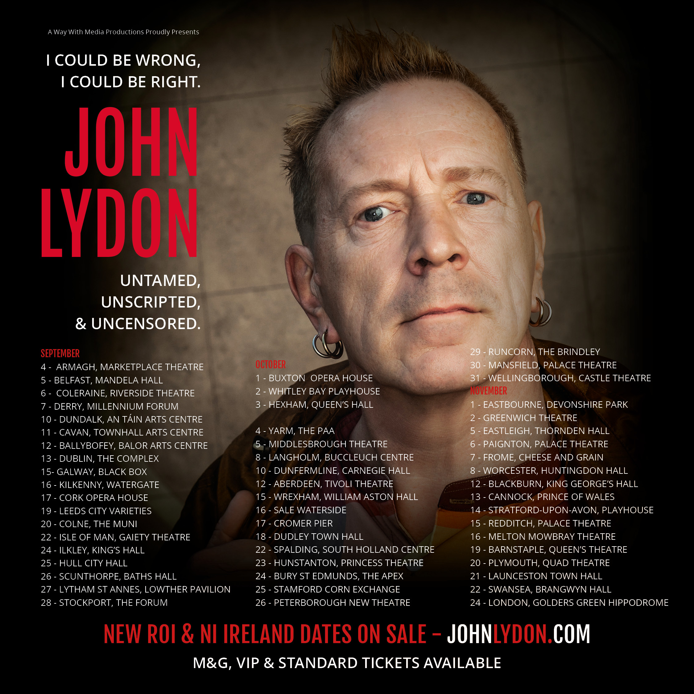 John Lydon - I Could Be Wrong, I Could Be Right - Q&A Tour 2025